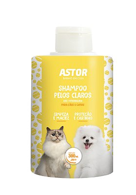 Shampoo Astor Banho em Casa Pelos Claros 300ml Mundo Animal para Cães e Gatos