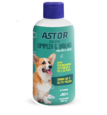 Shampoo Astor Limpeza & Brilho 500ml Mundo Animal para Cães e Gatos (com Silicone)