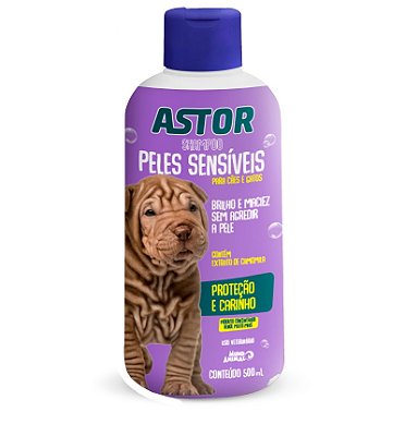 Shampoo Astor Peles Sensíveis 500ml Mundo Animal para Cães e Gatos