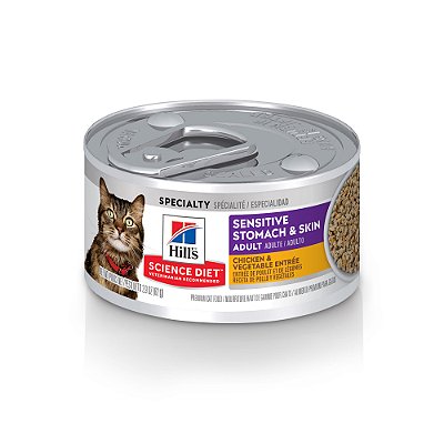 Ração Úmida Hill's Science Diet Pele Sensível para Gatos Adultos Sabor Frango e vegetais 82g