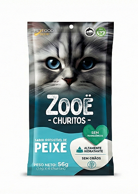 Petisco Cremoso Zooe Churitos Peixe 56g (4x14g) para Gatos