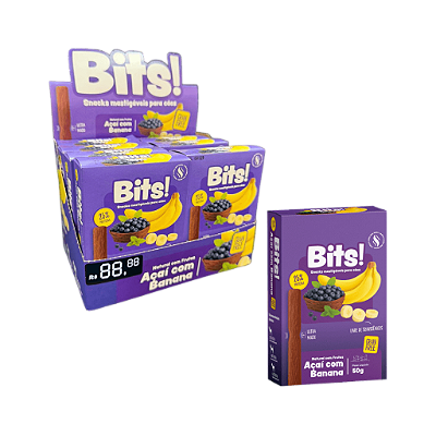 Snack Mastigável para Cães Bits! Superfood Sabor Açaí com Banana 50g