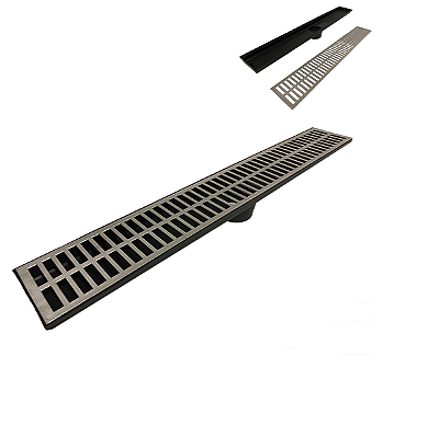 Ralo linear 15x100 grelha + caixa coletora - saida 100mm