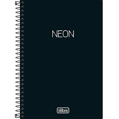 Caderno espiral capa plástica 1/4 sem pauta Neon preto 80 Folhas