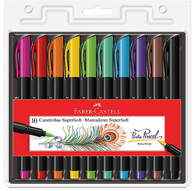 Marcadores Super Soft 10 cores - Brush - Faber Castell