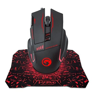 Mouse e Mousepad Gamer Marvo Scorpion G909+G1 3200DPI