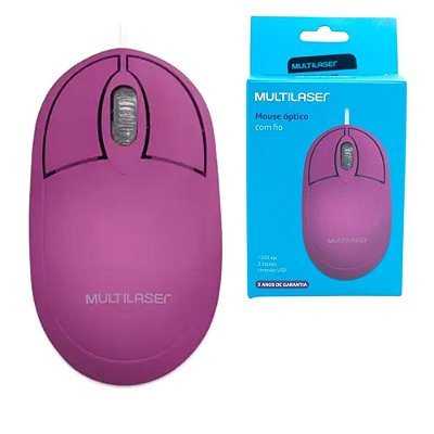 Mouse Multilaser Classic Box Óptico Rosa Pink - MO304