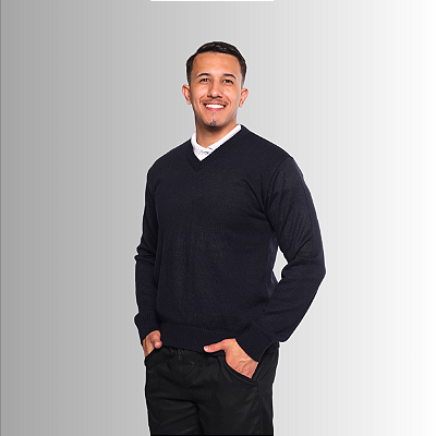 Suéter Masculino Gola V - 2 Cabos - 100% Acrílico