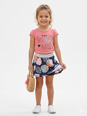 CONJUNTO BLUSA COTTON E SHORT SAIA MOLETON BE NICE - CARINHOSO