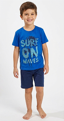 CONJUNTO CAMISA MEIA MALHA E BERMUDA MOLETON SURF OM WAVES TMX