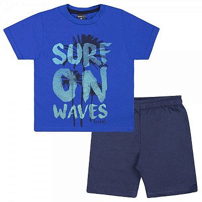 CONJUNTO CAMISA MEIA MALHA E BERMUDA MOLETON  SURF OM WAVES TMX