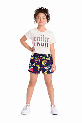 CONJUNTO INFANTIL MENINA MALHA ESTAMPA DE FRUTAS BRANDILI