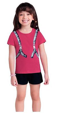 BLUSA INFANTIL MENINA MALHA ESTAMPA DE MOCHILA BRANDILI