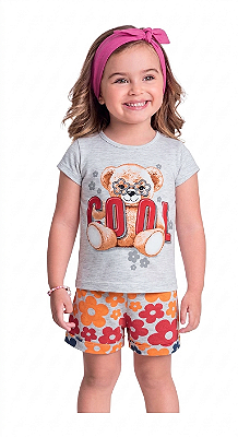CONJUNTO INFANTIL MENINA MANGA CURTA ESTAMPADO URSINHO BRANDILI