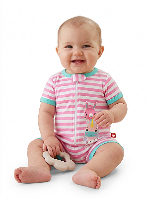 MACACAO BEBE MANGA CURTA EM MALHA FISHER PRICE - FAKINI