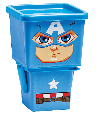 KIT 02 POTES EMPILHÁVEIS CAPITÃO AMERICA