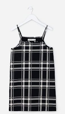 VESTIDO INFANTIL XADREZ PRETO E BEGE FUZARKA