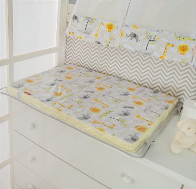 Trocador de Bebê de Cômoda com Espuma Plastificado Safari Amarelo