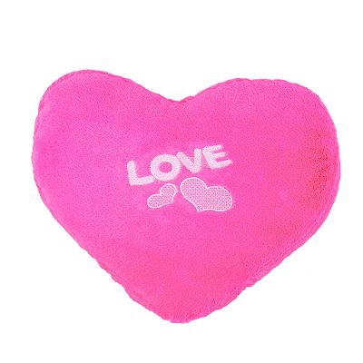 Almofada Coração Bordado Love 30cm Pink