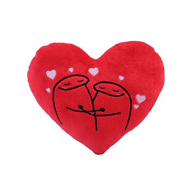 Coração Vermelho Bordado Bonequinhos Flork Amor Namorados PP 20cm