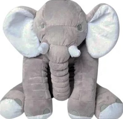 Elefante Velboa 60 cm - Cinza Com Branco