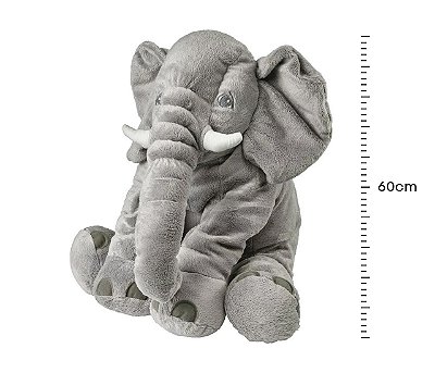 Elefante Velboa 60 Cm - Cinza