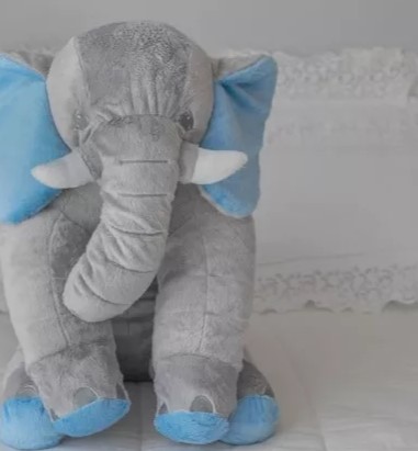 Elefante 80cm Soft - Cinza Com Azul