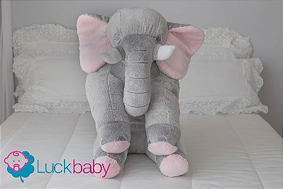 Elefante 80cm Soft - Cinza Com Rosa