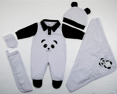 Saida Maternidade Rosmar Panda 5 Peças - Branca