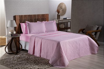 Cobre leito Liso Slin Queen - Rosa