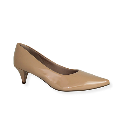 SCARPIN CLÁSSICO NUDE VERNIZ SALTO FINO TAMANHO GRANDE SALTO 5 CM