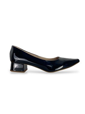 SCARPIN PRETO VERNIZ SALTO BLOCO