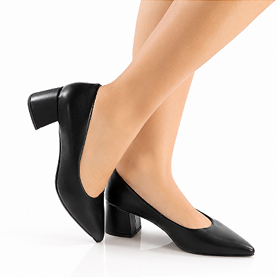 SCARPIN LUXO ATANADO PRETO SALTO 5CM