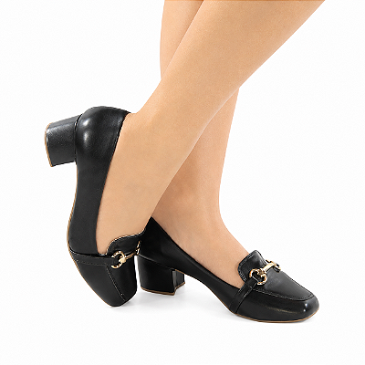 SCARPIN BICO QUADRADO PRETO 5CM