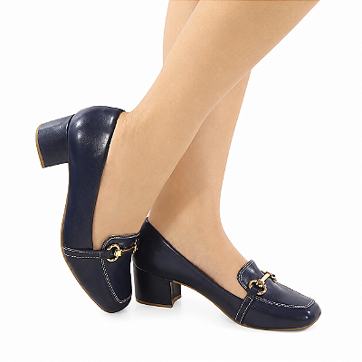 SCARPIN BICO QUADRADO AZUL 5CM