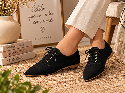 OXFORD CLÁSSICO BICO FINO PRETO NOBUCK