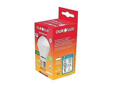 Lâmpada LED Bulbo 15w bivolt 2700k Luz Amarela - Ourolux