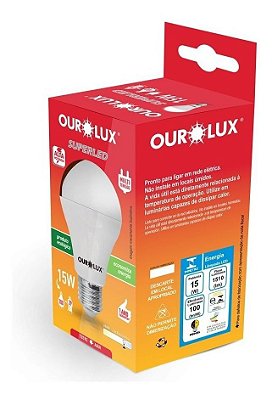 Lâmpada LED Bulbo 15w bivolt 6500k Luz Branca - Ourolux