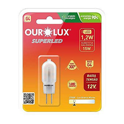 Lâmpada Led G4 Bipino 1.2w 12V 2700K Luz Amarela - Ourolux