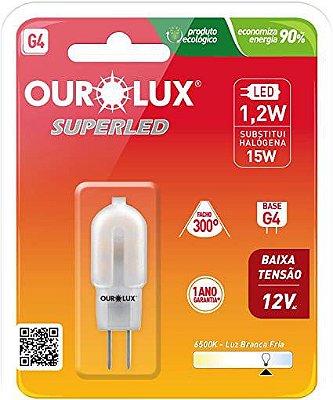 Lâmpada Led G4 Bipino 1.2w 12V 6500K Luz Branca - Ourolux