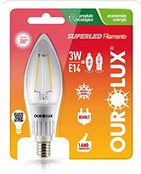 Lâmpada led 3w vela fosca e14 6500k