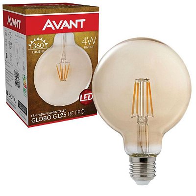 Lâmpada led retro g95 4w âmbar 2200k bivolt