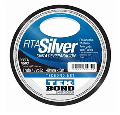 Fita silver tape 48mmx5m preta multiuso