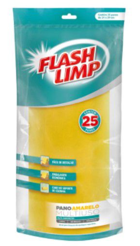 Pano Amarelo Multiuso 25 Pecas - Flashlimp