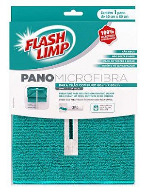 Pano Microfibra Para Chao Com Furo 60x80cm - Flashlimp
