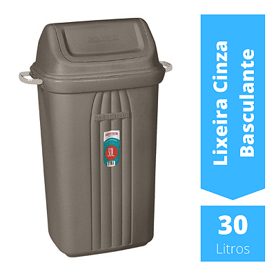 Lixeira plástico basculante 30L Cinza - Sanremo