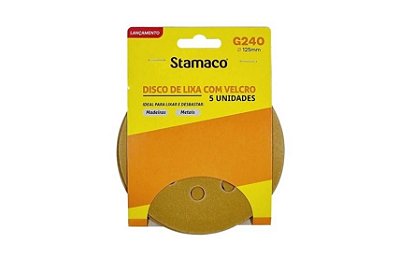 Disco de Lixa Massa 125mm Grão 240 (5 Peças) - Stamaco
