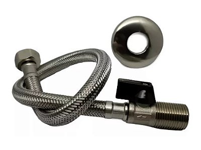 Ligação Flexível Inox (com Registro) - 1/2″×60cm