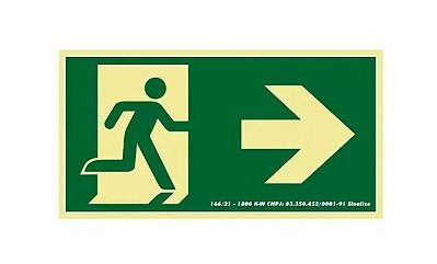 Placa Sinalizadora Fotoluminescente (Seta Reta para Direita) - 30x15cm