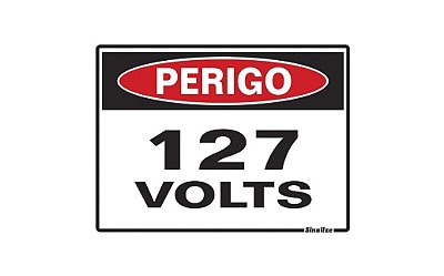 Placa Sinalizadora Vinil (Perigo 127 Volts) - 15x20